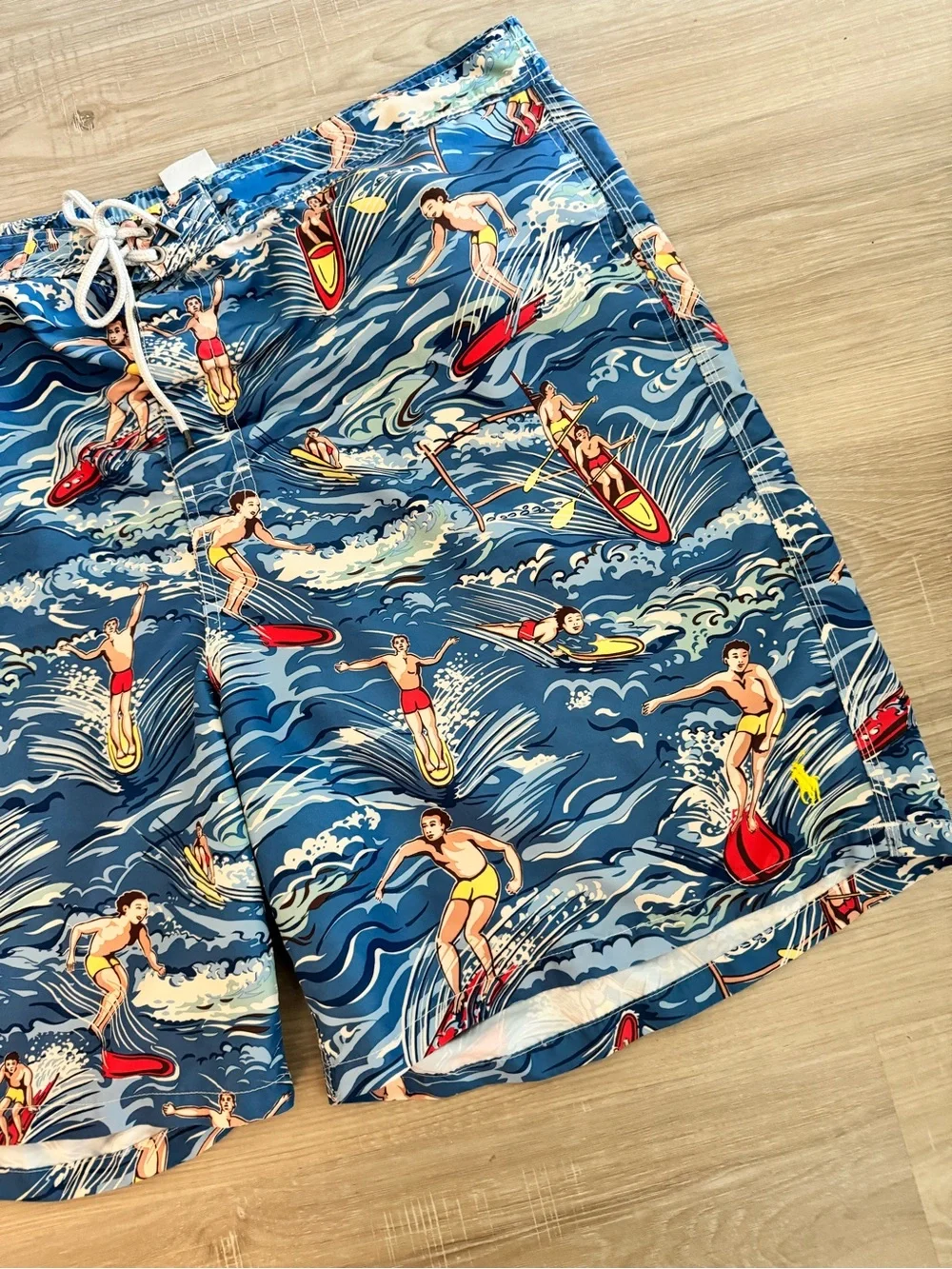 Polo by Ralph Lauren Blue Surf & Surfer Print Swim Board Shorts Size 2XB